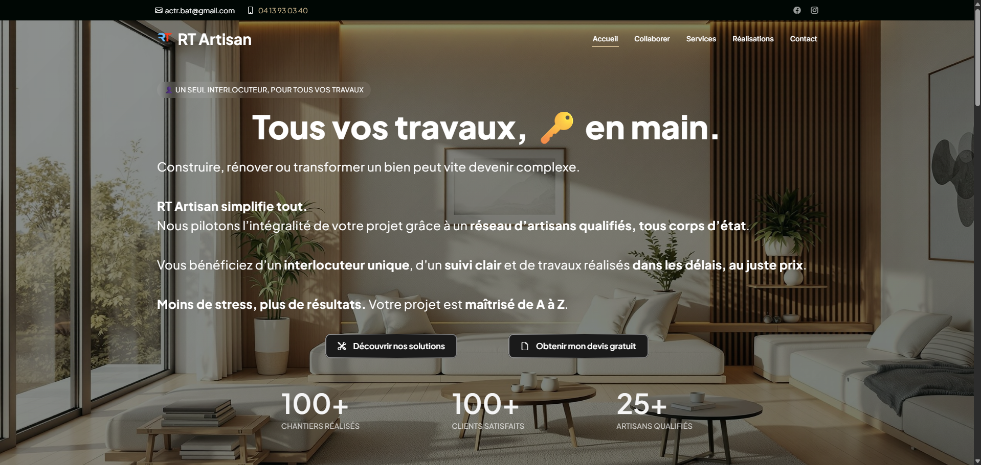 Aperçu du site RT Artisans